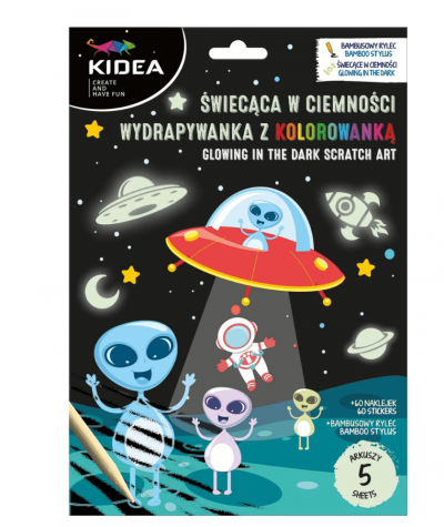 WYDRAPYWANKA kolorowanka 2w1 KIDEA KOSMOS dla chłopca + RYSIK