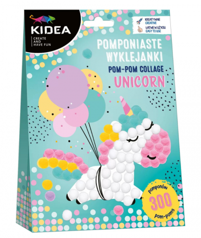 KIDEA Wyklejanka z pomponami KIDEA UNICORN jednorożec kreatywna