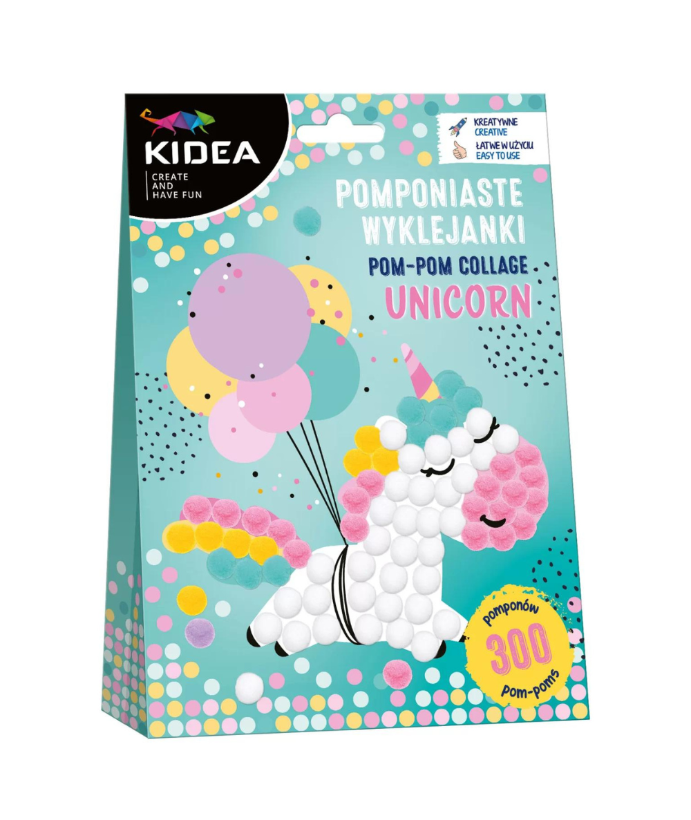 KIDEA Wyklejanka z pomponami KIDEA UNICORN jednorożec kreatywna