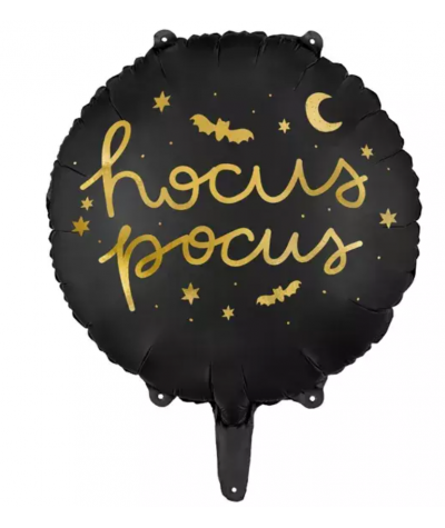 Balon foliowy Halloween czarny Hokus Pokus okrągły 45cm