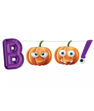 Girlanda papierowa HALLOWEEN 150cm BOO! dynie do dekoracji