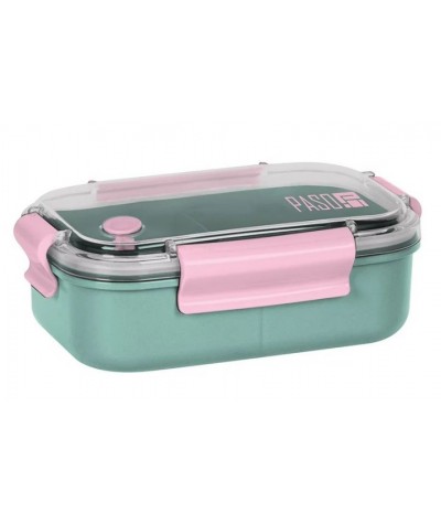 Śniadaniówka LUNCHBOX 3 przegrody PASO BeUniq BPA FREE miętowo-różowa