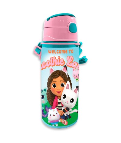 Bidon Koci Domek Gabi aluminiowy z uchwytem 600ml duży dla dzieci Kids Euroswan Gabby's Dollhouse