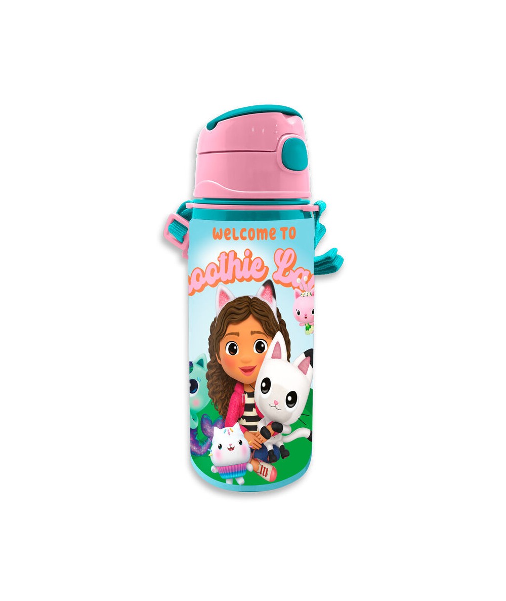 Bidon Koci Domek Gabi aluminiowy z uchwytem 600ml duży dla dzieci Kids Euroswan Gabby's Dollhouse