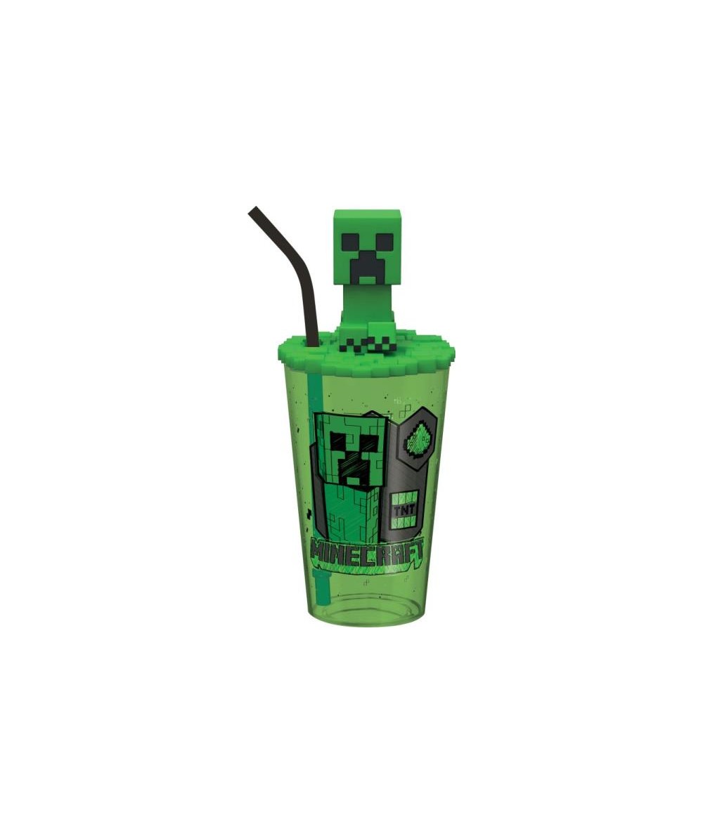 Kubek ze słomką i toperem 3D MINECRAFT Creeper Kids Euroswan 450ml