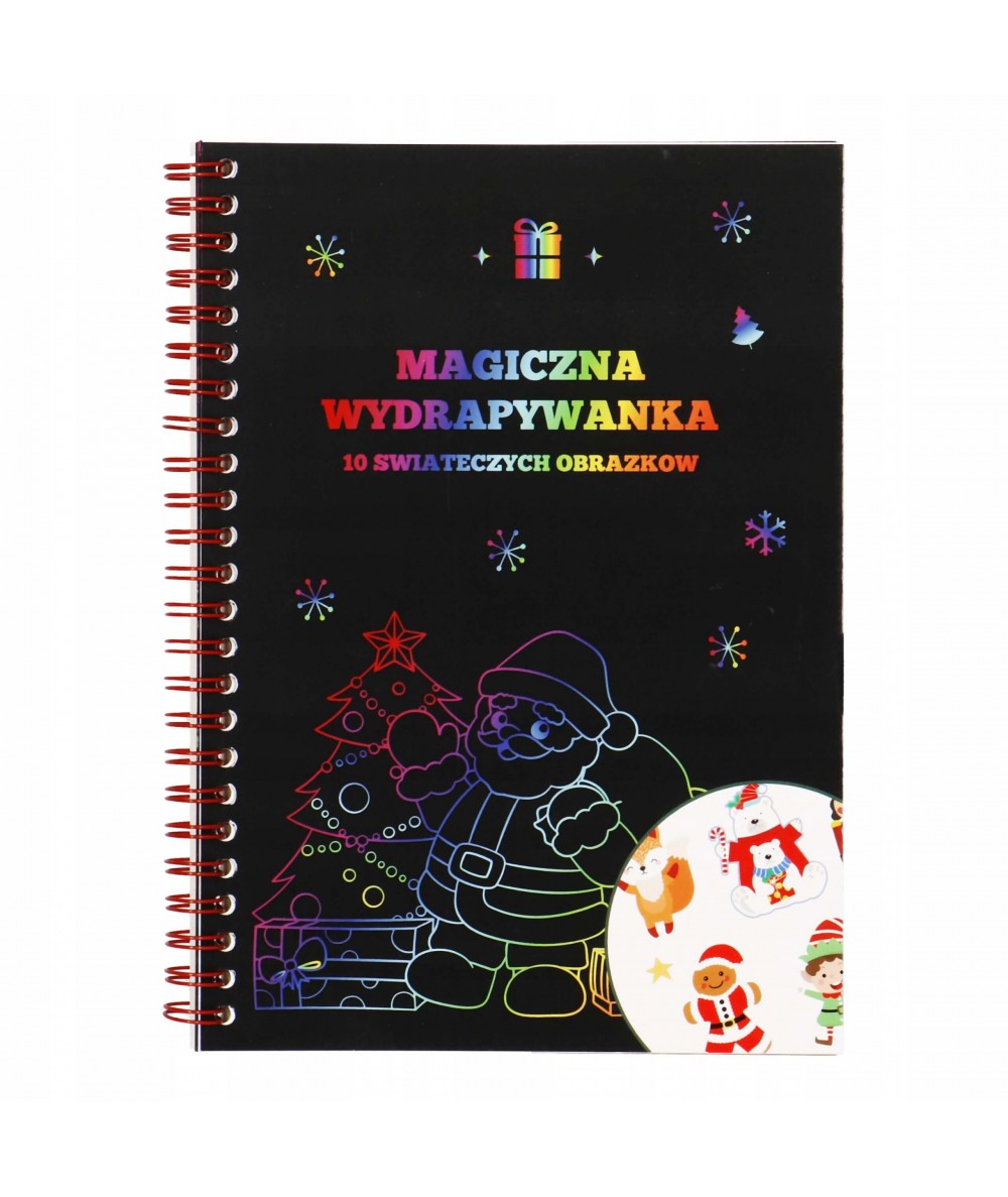 WYDRAPYWANKA ŚWIĄTECZNA magiczna + naklejki Incood szablony świąteczne na Mikołajki