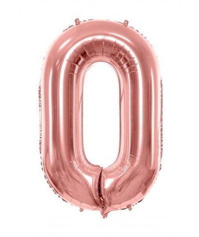 Balon CYFRA 0 RÓŻOWE ZŁOTO rose gold duży 86cm Party Deco foliowy na hel