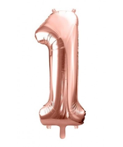 Balon CYFRA 1 RÓŻOWE ZŁOTO foliowy duży 86cm Party Deco rose gold na roczek