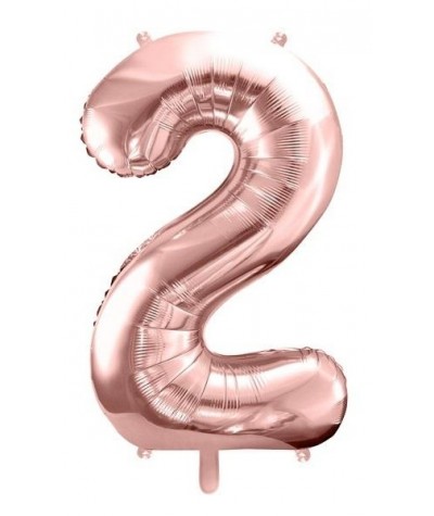 Balon CYFRA 2 RÓŻOWE ZŁOTO rose gold 86cm Party Deco foliowy na hel