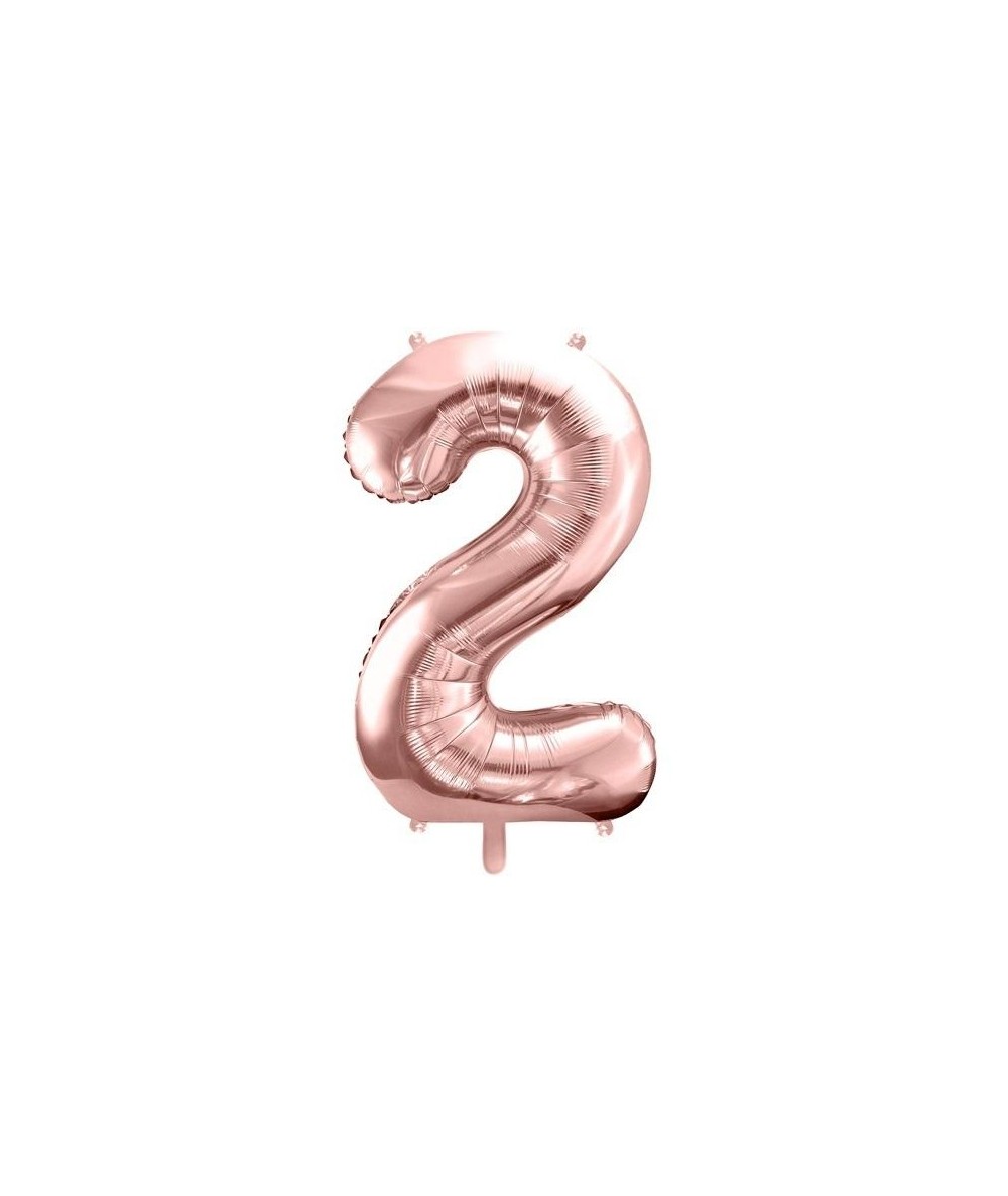 Balon CYFRA 2 RÓŻOWE ZŁOTO rose gold 86cm Party Deco foliowy na hel