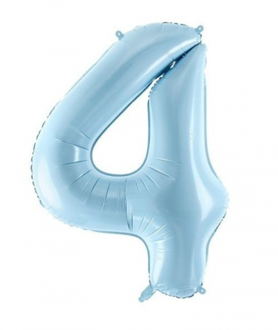 Balon CYFRA 4 BŁĘKITNY niebieski foliowy na hel Party Deco 86cm