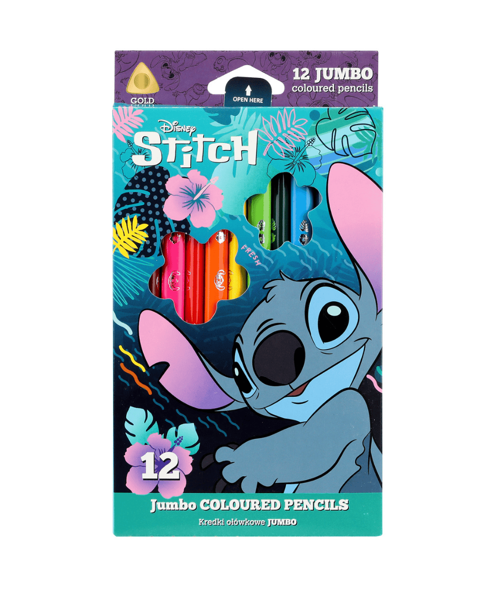 Kredki JUMBO ołówkowe STITCH DISNEY CORE CoolPack Colorino grube 12 kolorów dla najmłodszych