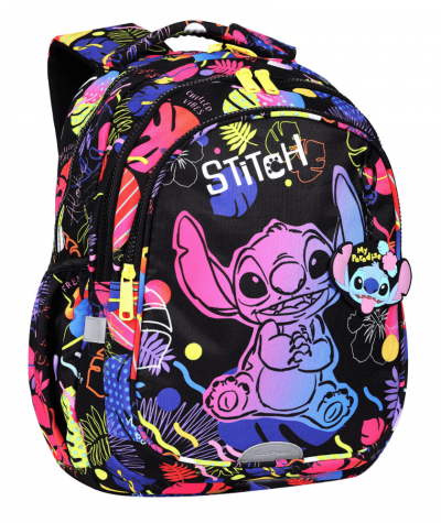 Plecak szkolny do 1 klasy STITCH DISNEY BLACK CoolPack Jerry 21L czarny w kolorowe kwiaty