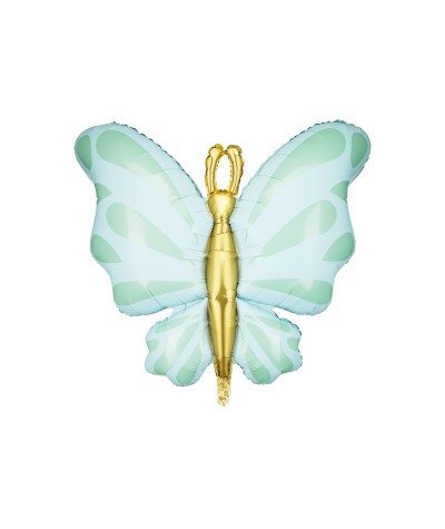 Balon foliowy MOTYL miętowy pozłacany 69x69cm Party Deco dekoracja na urodziny