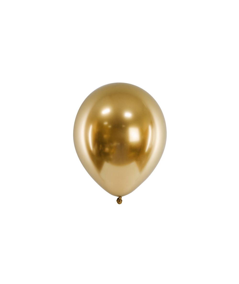 Balony złote GLOSSY metaliczne lateksowe 46cm PARTY DECO 18cali 5szt. lateksowe