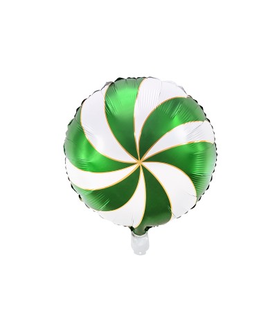 Balon foliowy ŚWIĄTECZNY CUKIEREK ZIELONY okrągły Party Deco 35cm