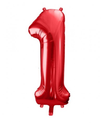 Balon CYFRA 1 CZERWONY metaliczny foliowy 86cm Party Deco duży