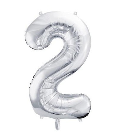 Balon CYFRA 2 SREBRNY Party Deco metaliczny foliowy 86cm