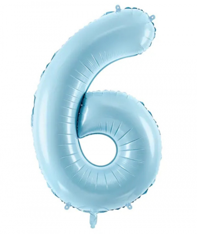 Balon CYFRA 6 BŁĘKITNY niebieski foliowy na hel 86cm Party Deco