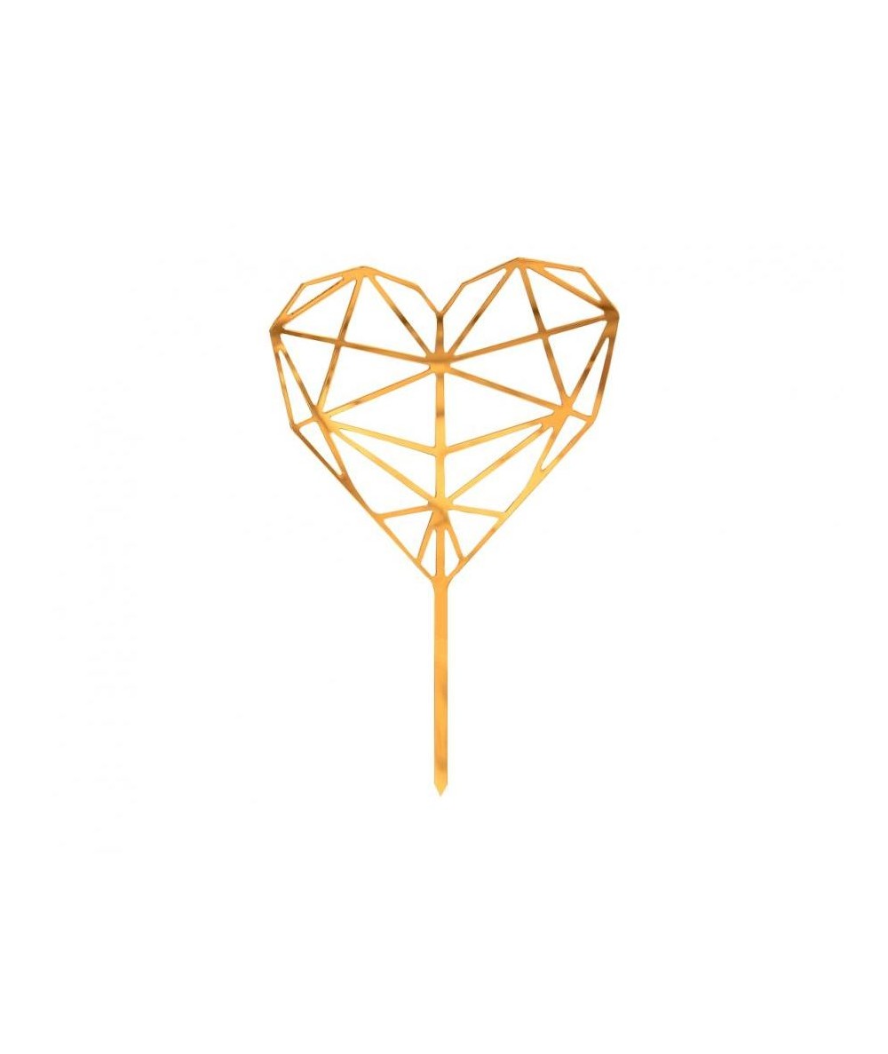 Topper na tort dekoracja ZŁOTE SERCE geometryczne Godan 16x10cm akrylowa
