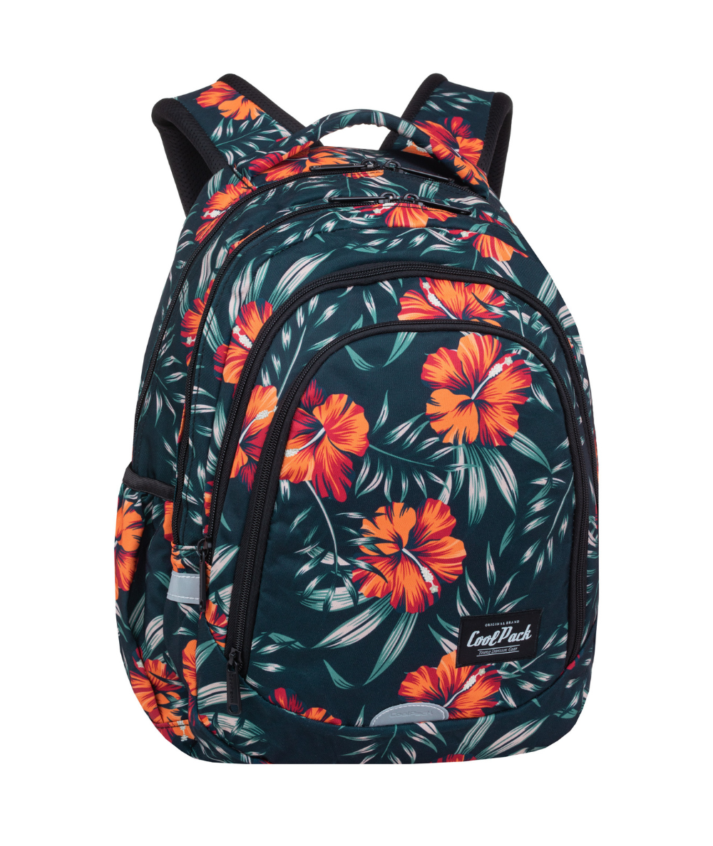Plecak młodzieżowy CoolPack DRAFTER RIO dla nastolatki w kwiaty hibiskusy 28L szkolny