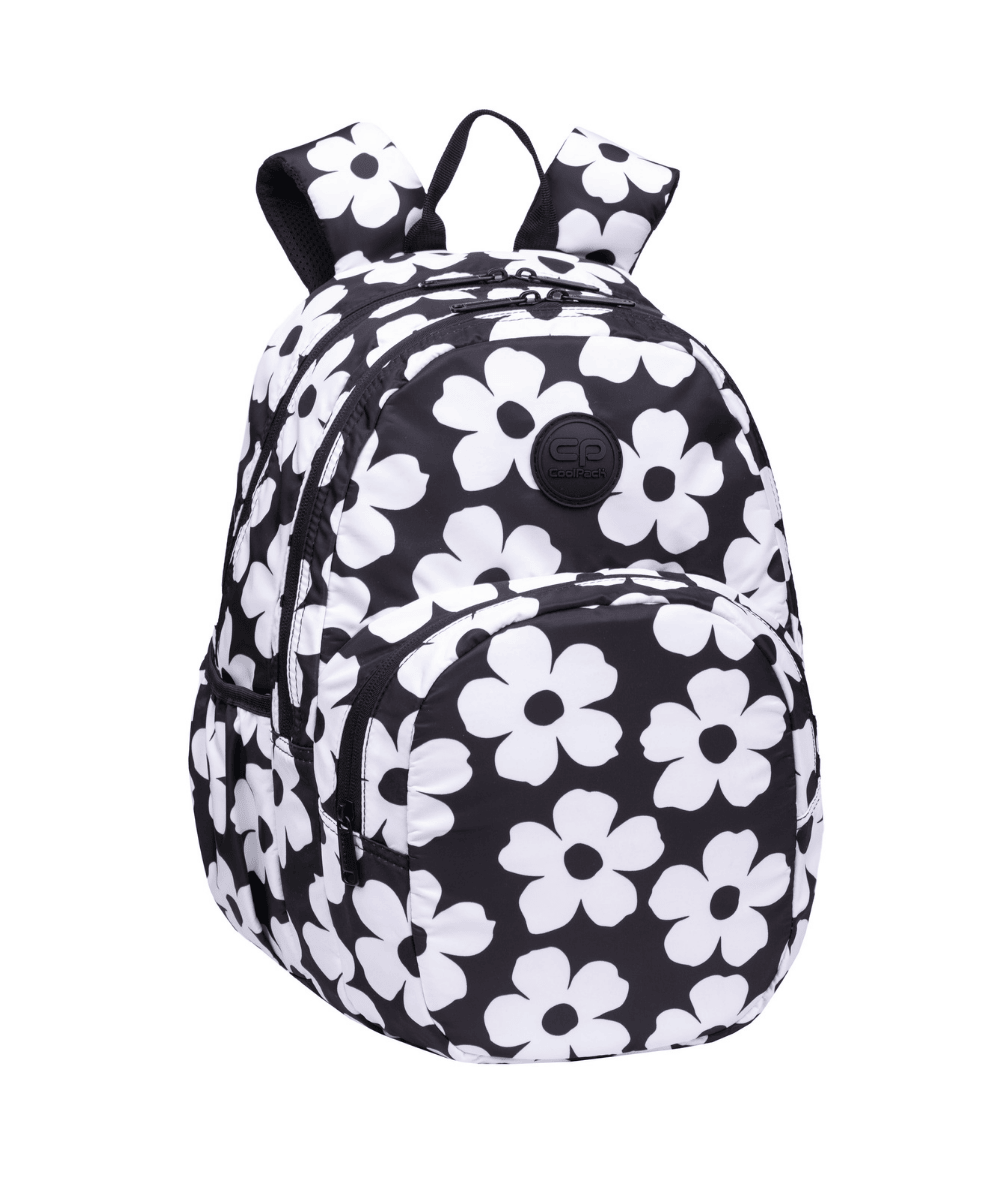 Plecak młodzieżowy do szkoły CoolPack RIDER FLORES JASMINE 24L w kwiaty czarno-biały