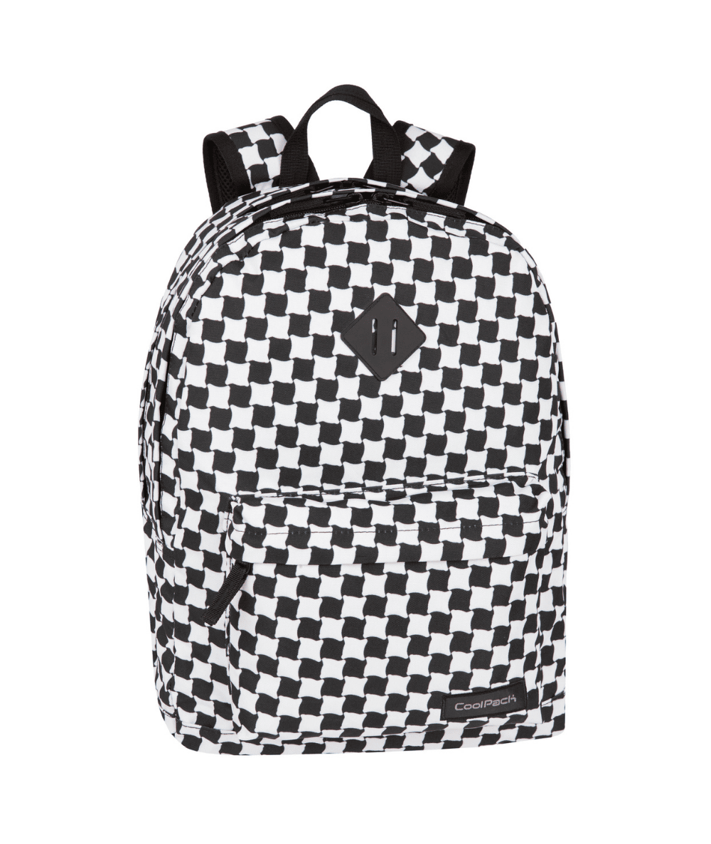 Plecak młodzieżowy szkolny CoolPack Scout PEPIT lekki dwukomorowy czarno-biały w pepitkę 27L