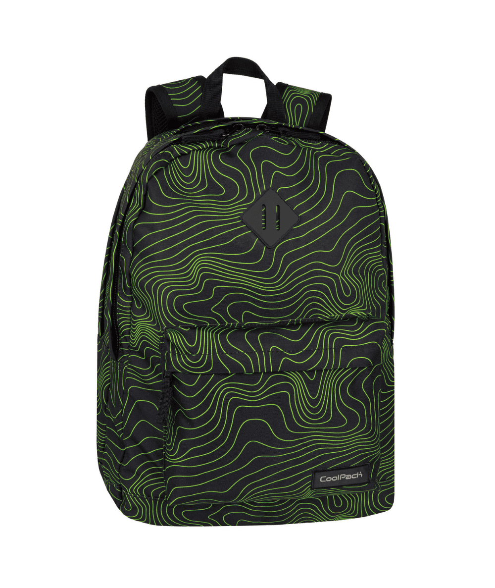 Plecak młodzieżowy szkolny CoolPack Scout NEFRYT czarny w zielone fale 27L do liceum