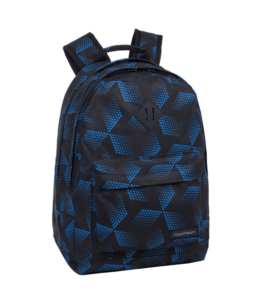 Plecak młodzieżowy szkolny CoolPack BISHI geometryczny niebieski czarny 27l dla nastolatka