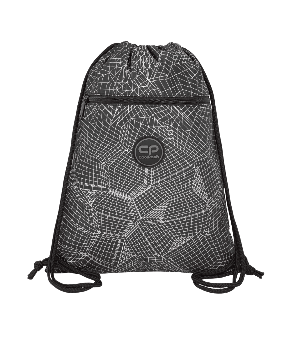 Worek na buty CoolPack VERT RENDER wz&oacute;r 3D czarno-biały z kieszenią