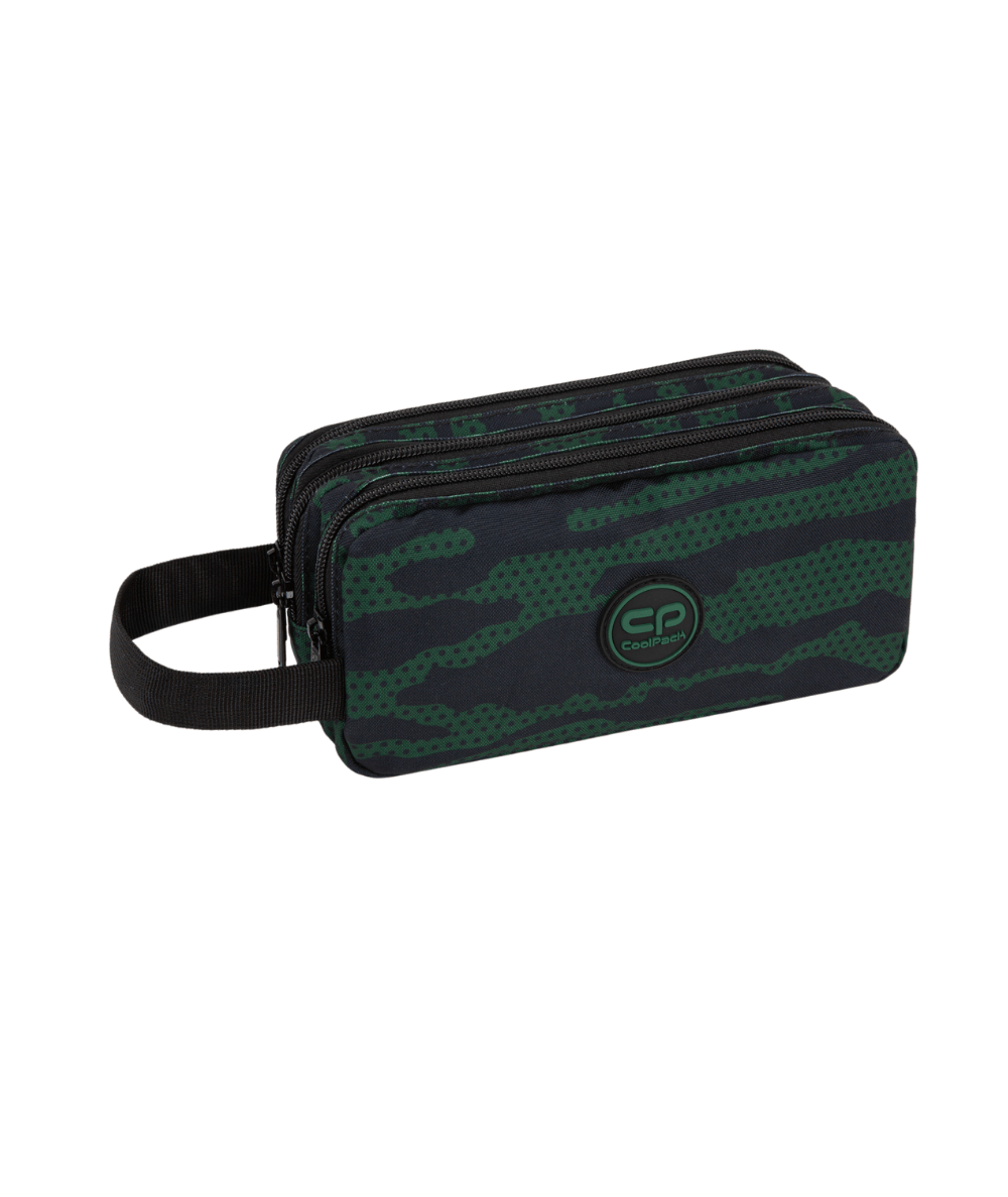 Pi&oacute;rnik trzykomorowy saszetka CoolPack PRIMUS L GREENEH zielony w moro duży