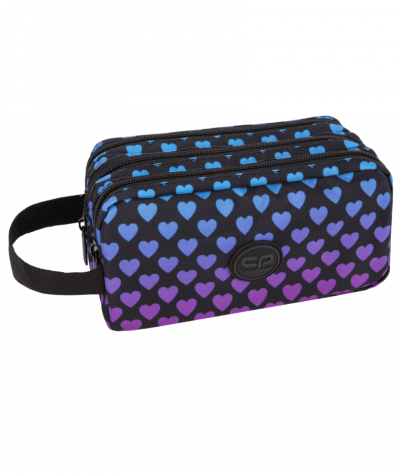 Pi&oacute;rnik trzykomorowy saszetka CoolPack PRIMUS L DARK MARSHMALLOW czarny w serduszka