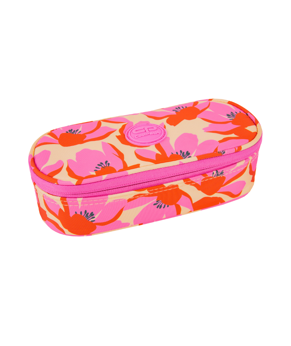 Pi&oacute;rnik szkolny z klapką CoolPack CP CAMPUS FLORES ROSA owalny w kwiaty r&oacute;żowo-czerwony