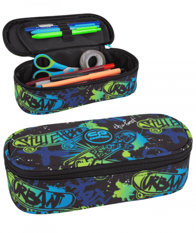 Pi&oacute;rnik szkolny z klapką CoolPack CP CAMPUS SKATE NIGHT niebieski z deskorolką