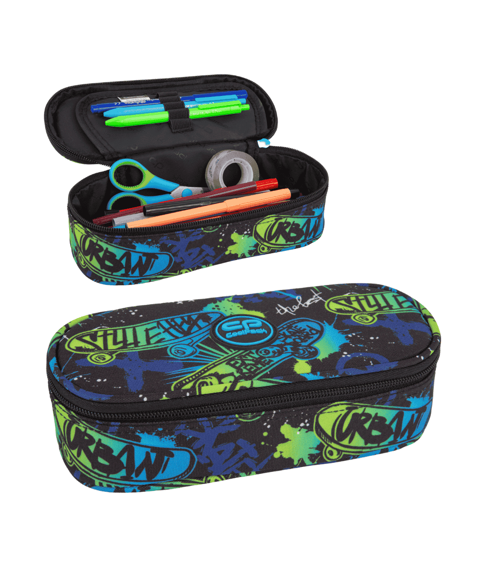 Pi&oacute;rnik szkolny z klapką CoolPack CP CAMPUS SKATE NIGHT niebieski z deskorolką