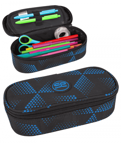 Pi&oacute;rnik szkolny z klapką CoolPack CP CAMPUS BISHI czarny z niebieskim wzorem etui