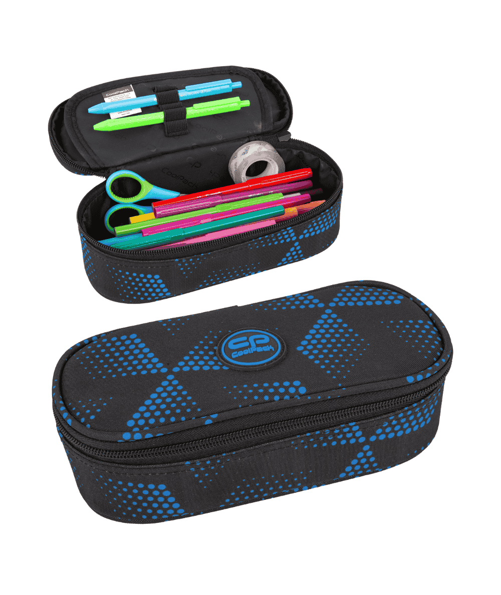 Pi&oacute;rnik szkolny z klapką CoolPack CP CAMPUS BISHI czarny z niebieskim wzorem etui