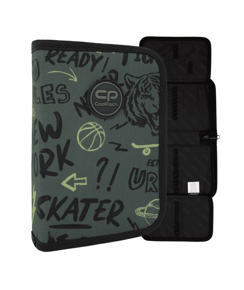 Pi&oacute;rnik szkolny rozkładany CoolPack CLIPPER TIGER zielony z tygrysem dwuklapkowy