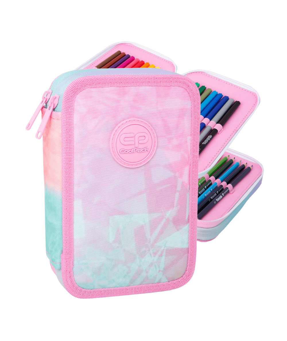 Pi&oacute;rnik dwukomorowy z wyposażeniem CoolPack JUMPER 2 TIE DYE pastelowy dla dziewczynki do szkoły