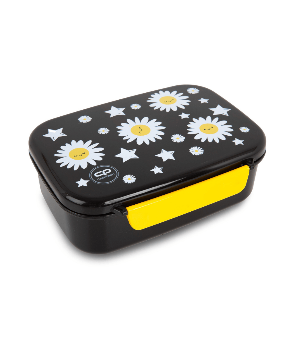 Śniadani&oacute;wka dla dzieci CoolPack FOODYX DAISY BLACK w stokrotki czarna z przedr&oacute;dką BPA FREE