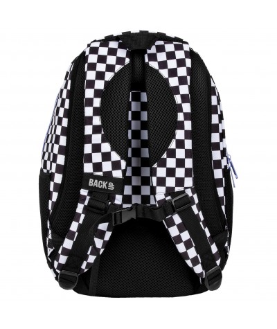 plecak-szkolny-backup-6-w-szachownice-dla-dziewczynki-czarno-bialy-z-fioletowymi-zamkami