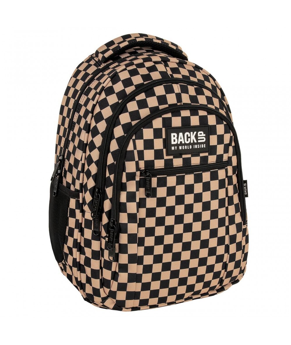 Plecak szachownica czarno-brązowa 26L &ndash; szkolny do klas 3-6 BackUP - O24