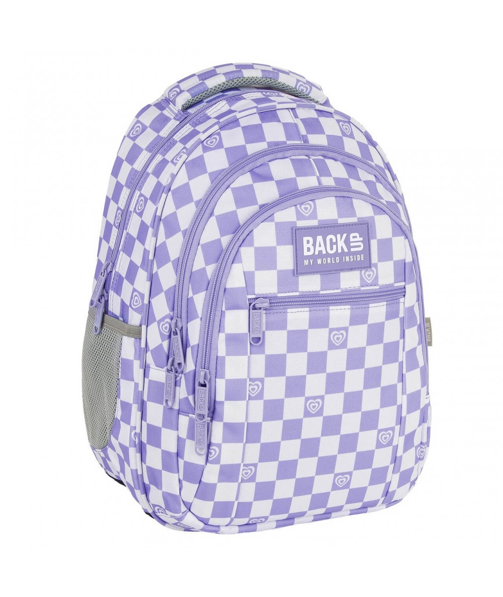 Plecak szachownica fioletowy 26L &ndash; szkolny do klas 3-6 BackUP - O26