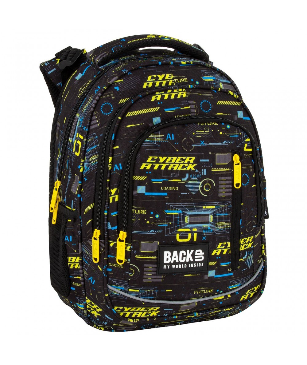 Plecak czarny w cyberprzestrzeń 24L &ndash; szkolny do klasy 1-3 BackUP - R50