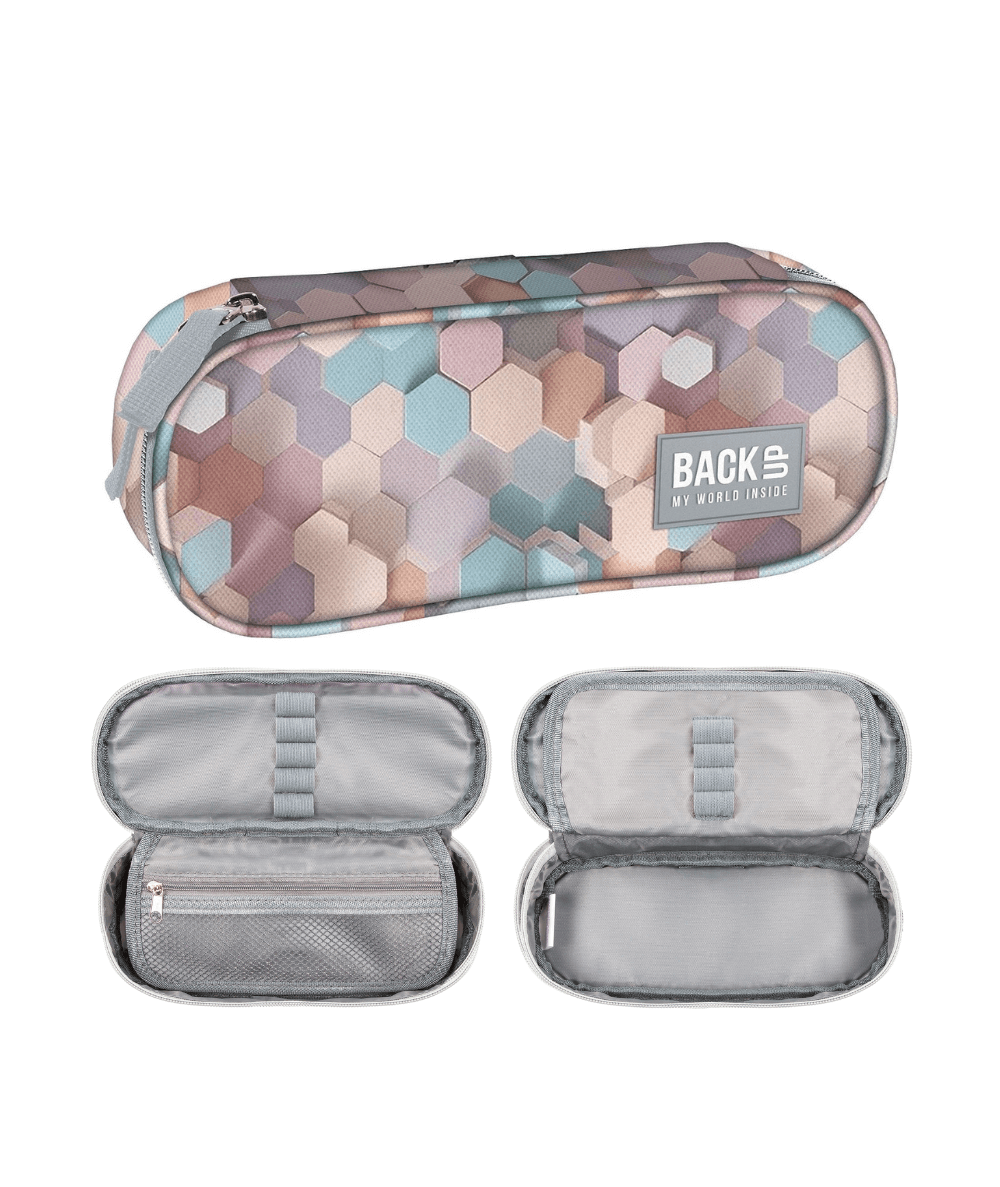 pastelowy pi&oacute;rnik w heksagony - wielofunkcyjny z klapką