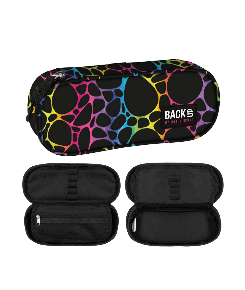 pi&oacute;rnik z organizerem, czarny tęczowy dla nastolatki