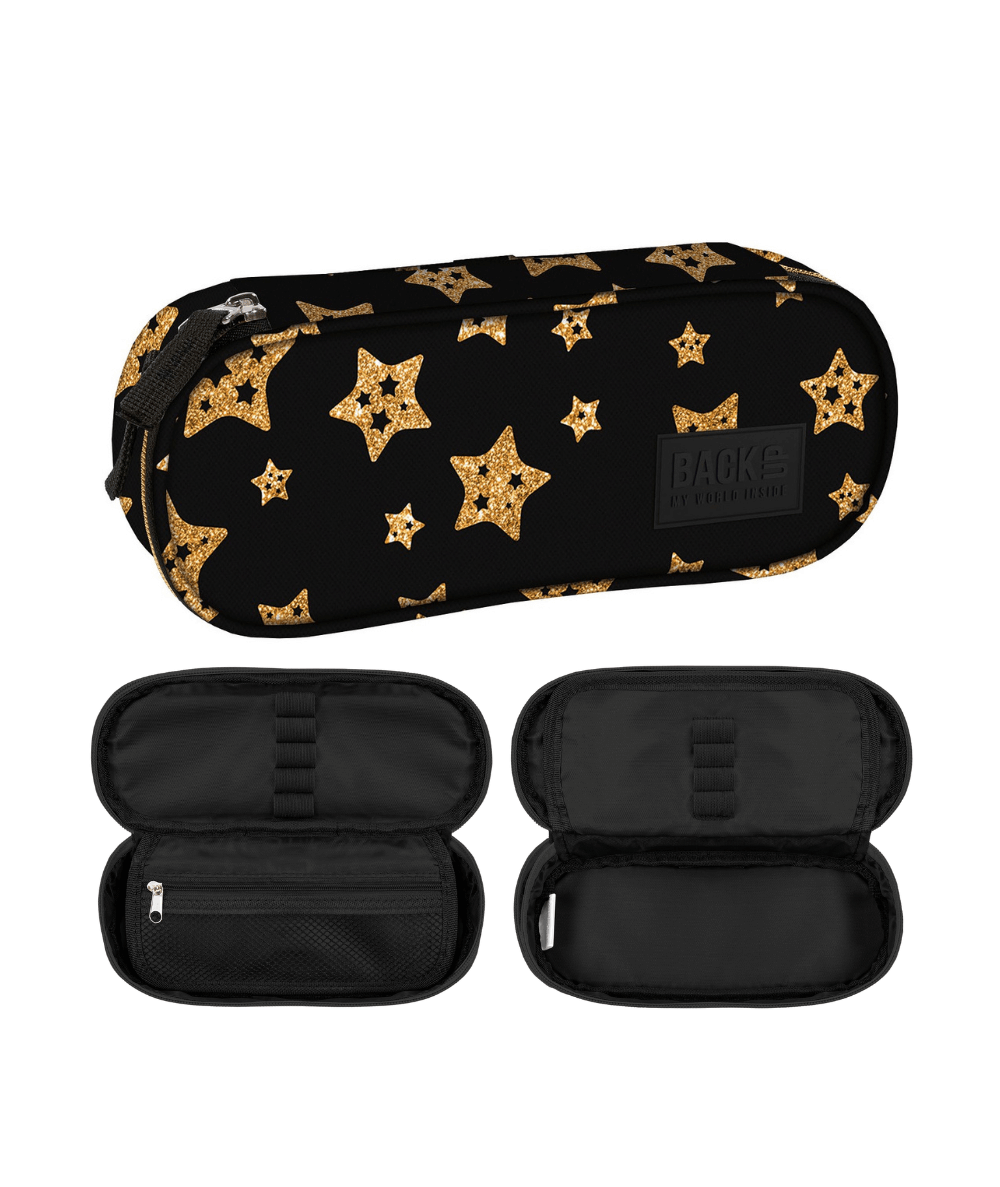 czarny pi&oacute;rnik dla dziewczynki z organizerem, wielofunkcyjny