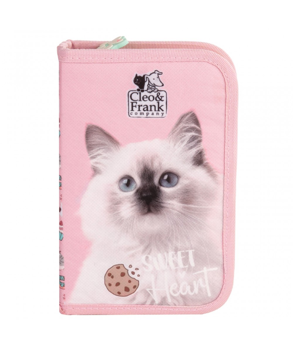 r&oacute;żowy pi&oacute;rnik dla dziewczynki z kotkiem 1 komora do 1 klasy