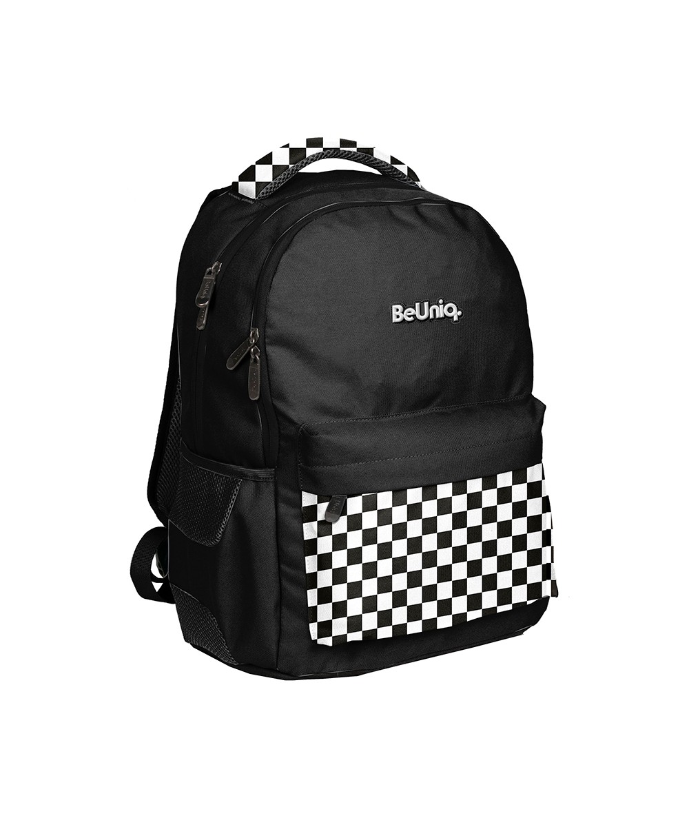 Modny plecak dla nastolatk&oacute;w dwukomorowy z szachownicą