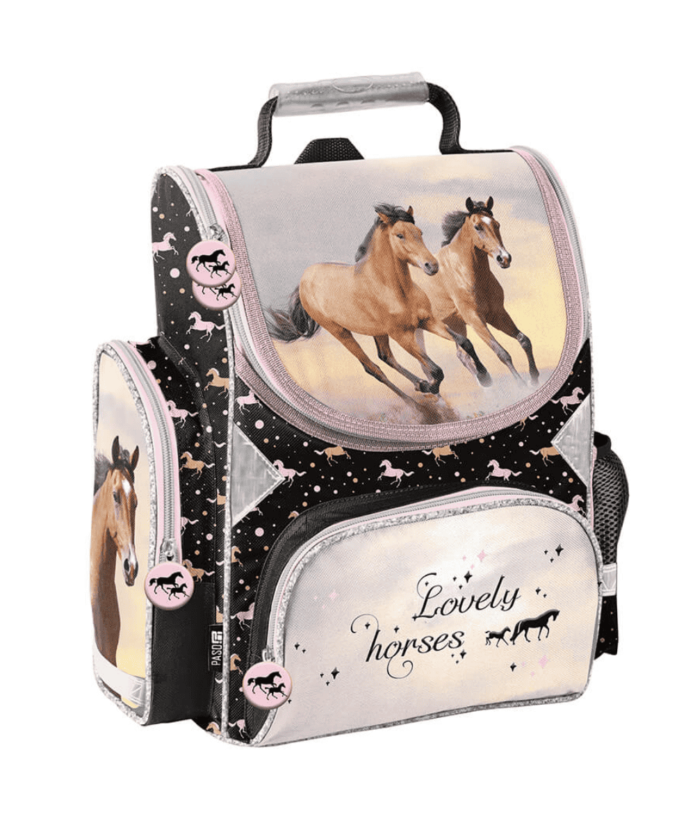 Czarny tornister wczesnoszkolny KONIE Horses PASO